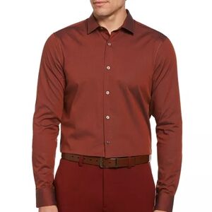 NWOT Perry Ellis Brown Dress Shirt | Slim Fit |  XL